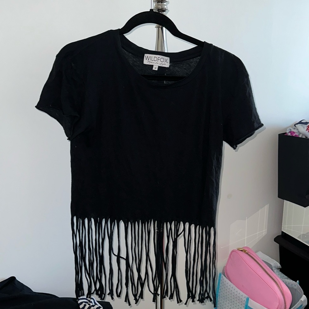 Wildfox black fringe t-shirt. Size small.